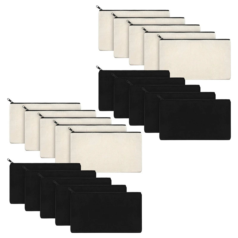 

20Pcs Canvas Makeup Bags Canvas Zipper Pouch Bags Pencil Case Blank DIY Craft Bags Pouch For Travel DIY Craft School