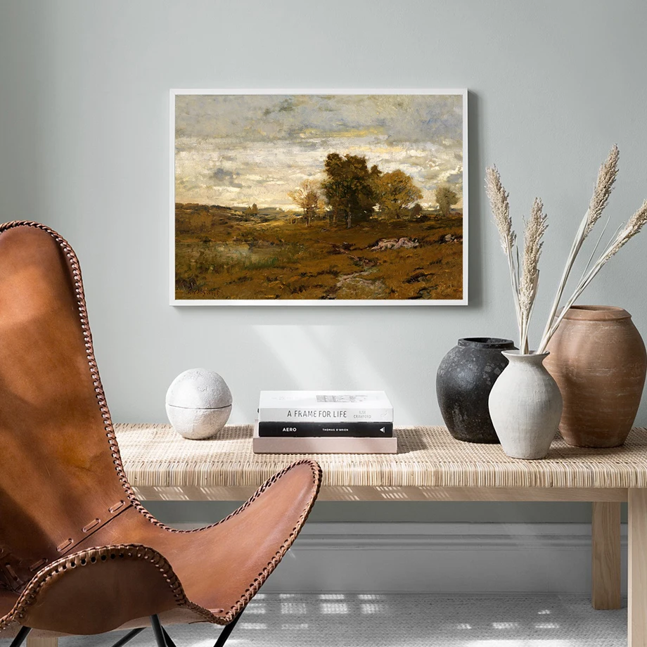 Абстрактный винтажный ландшафт ветряная мельница ваза лес фотография настенная