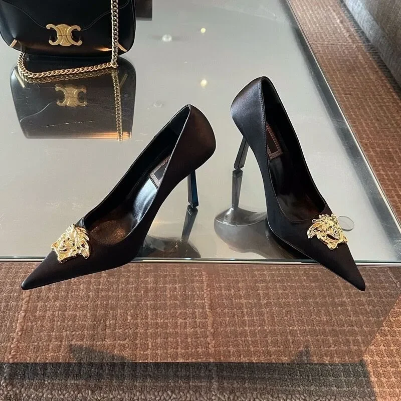 

Женские туфли с острым носком SLTNX, новые элегантные туфли на высоком металлическом каблуке, весна-осень 2023