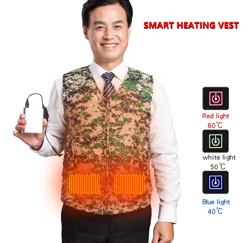 

Clearance Warm Men smart Heated Vest USB trekking Electric Heating Jacket Body Warmer Heating Pad hunting heated vest Jacket
