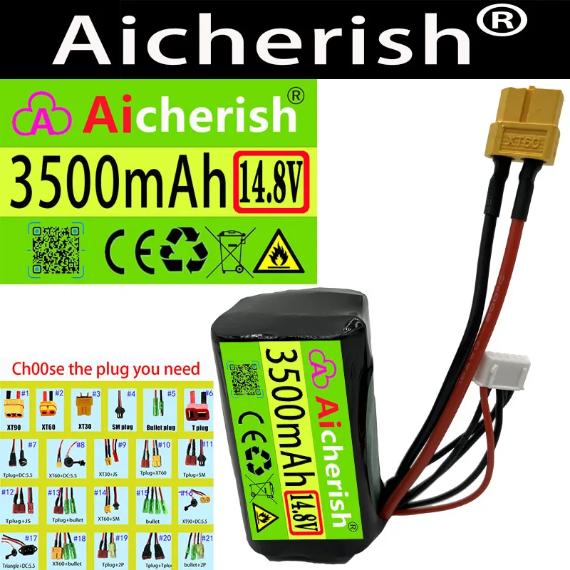 

4S1P 14.8V 3500MAh 16.8V High Capacity UAV Rechargeable Li-Ion Battery For Various RC Airplane Quadrotor Etc XH2.54-5P XT60