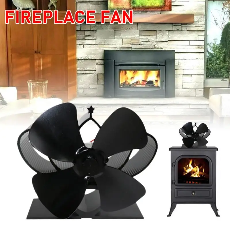 

5 Blades Fireplace 4 Blade Heat Powered Fan Wood Burner Stove Log Komin Eco Friendly Quiet Fan Home Efficient Heat Distribution