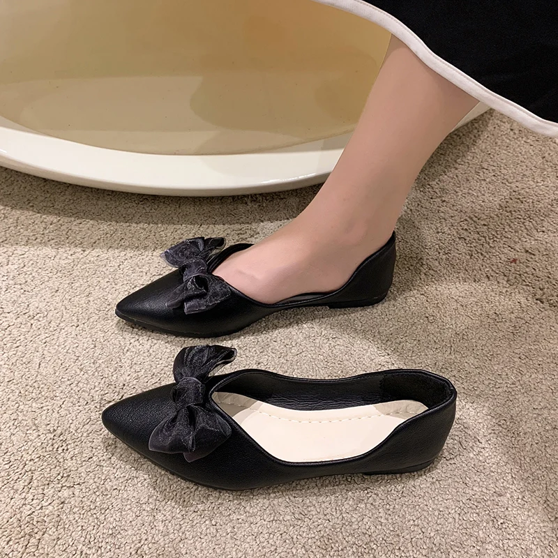 

Bow-Knot Soft Shallow Mouth Shoes Woman 2022 Slip-on Female Footwear Pointed Toe Casual Sneaker Butterfly New Slip On Dress