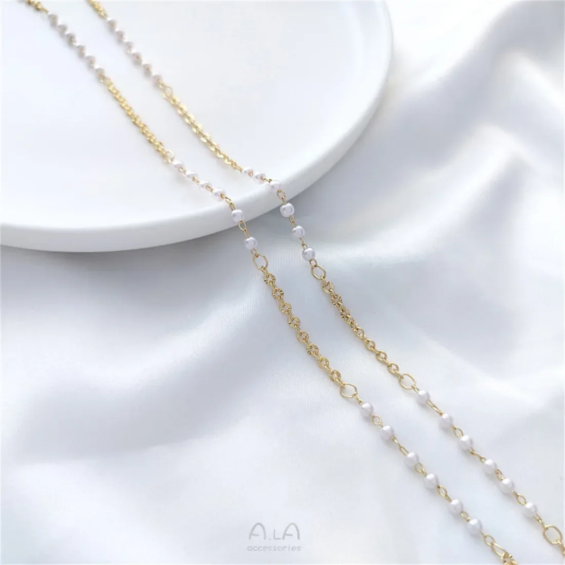 Искусственный жемчуг из 14-каратного золота золотые бусины хрустальные цепочки