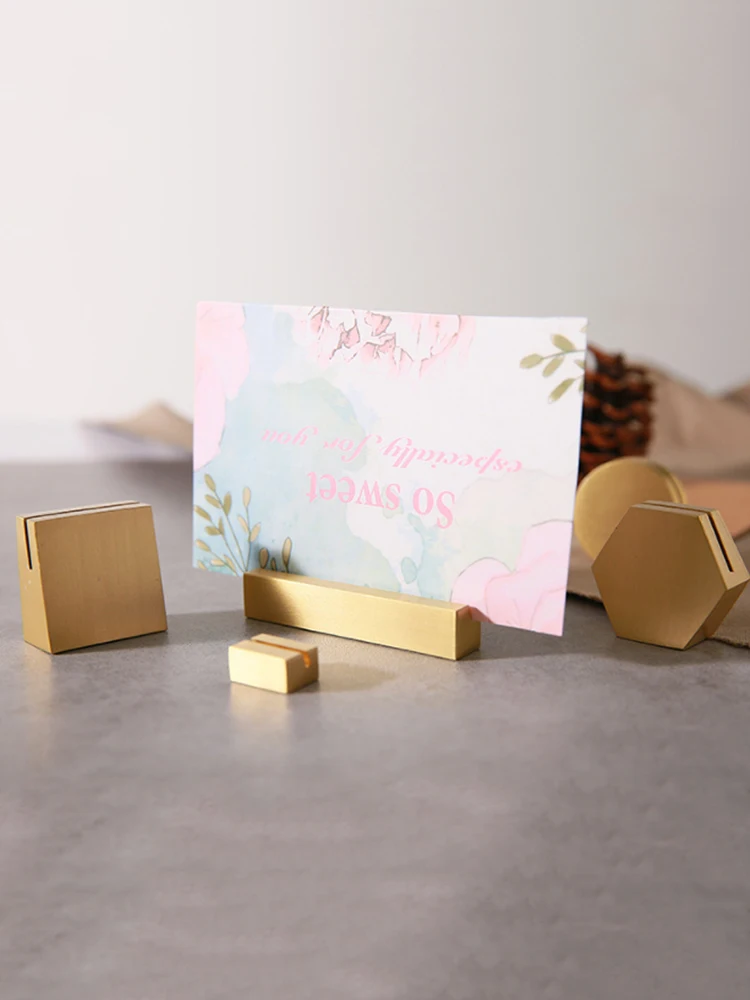 

Brass Business Frame Name Card Display Stand Photo Clip Desk Sign Holder Table Metal Label Holder Shadow Box Picture Frame Base