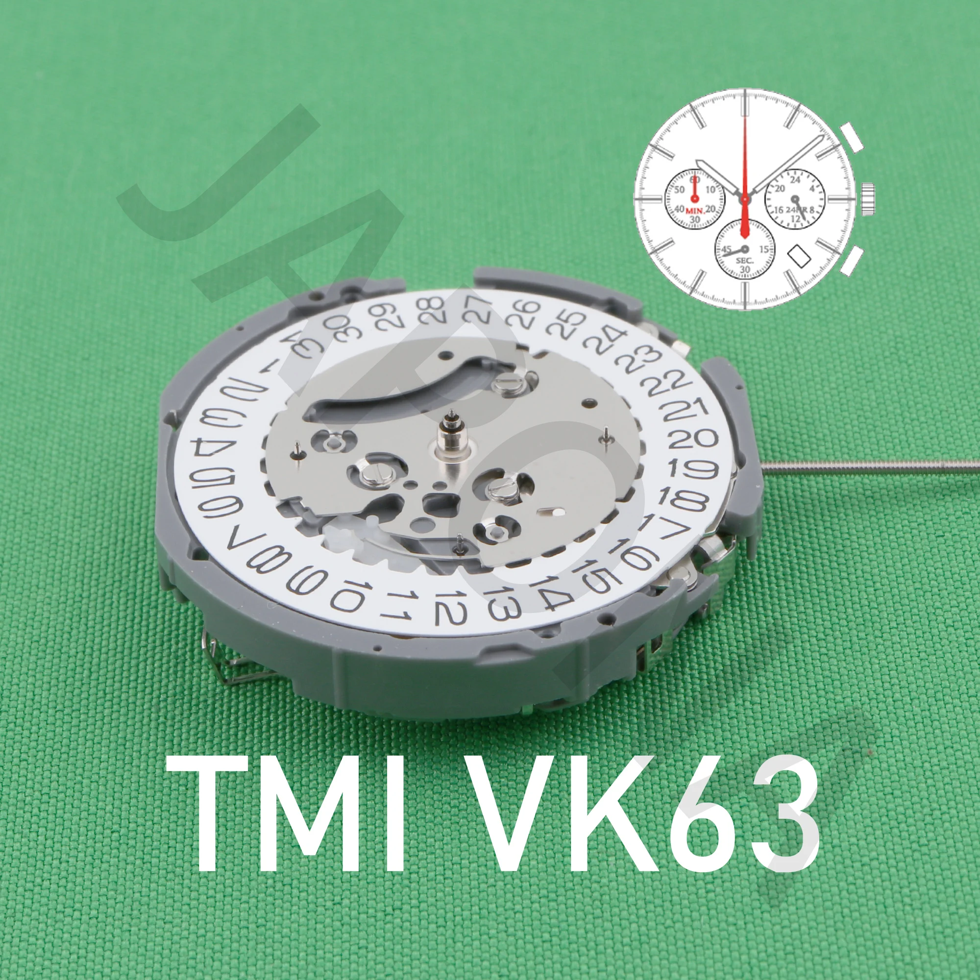 TMI VK63 movement japan movement Ligne Quartz Movement Three Hands with 3Eyes ＆Date Small Chronograph Second Minute,24Hour VK63A
