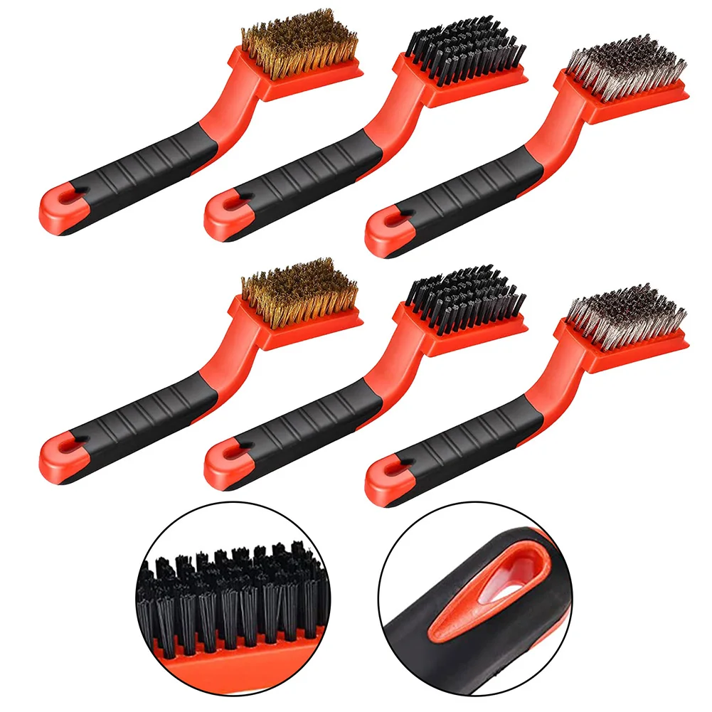 

6pcs Wire Brush Nylon Brass 6.7/7.1 Inch Stainless Steel Metal Brush For Cleaning Rust Remover Cleaner Hand Tools