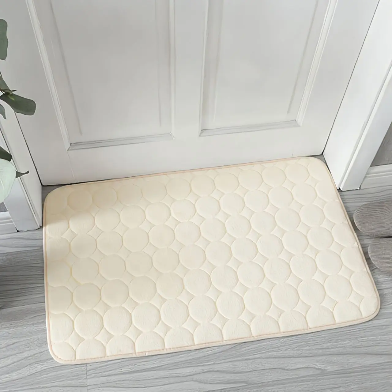 

Bathroom Accessories Non-slip Coral Velvet Cushion Washbasin Pebbles Embossed Bathtub Side Carpet Shower Room Carpet
