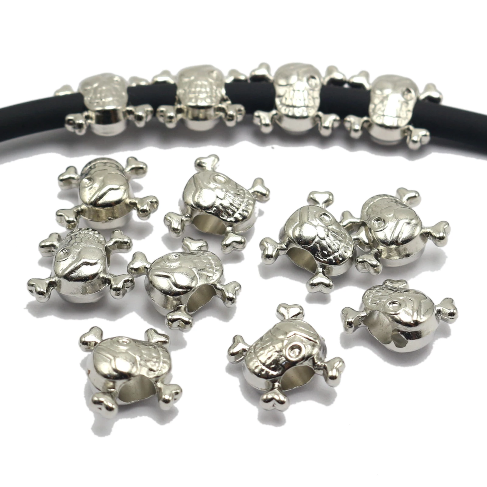 

Craft DIY 100 Silver Tone Metallic Acrylic Big Hole Beads