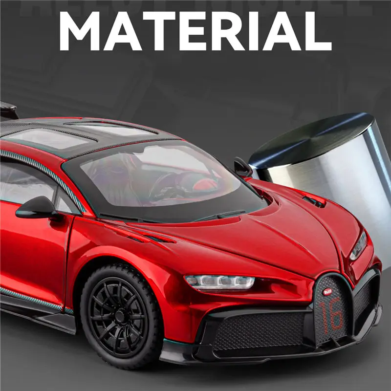 Фото Масштабная модель 1:24 Chiron PUR SPORT W16, спортивный автомобиль из литого металла, гоночная машина с имитацией звука и света, коллекционная. №2