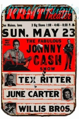 Фото CONCERT KRNT THEATER Johnny Cash METAL TIN SIGN 12X18 TEX RITTER JUNE CARTER знак №1