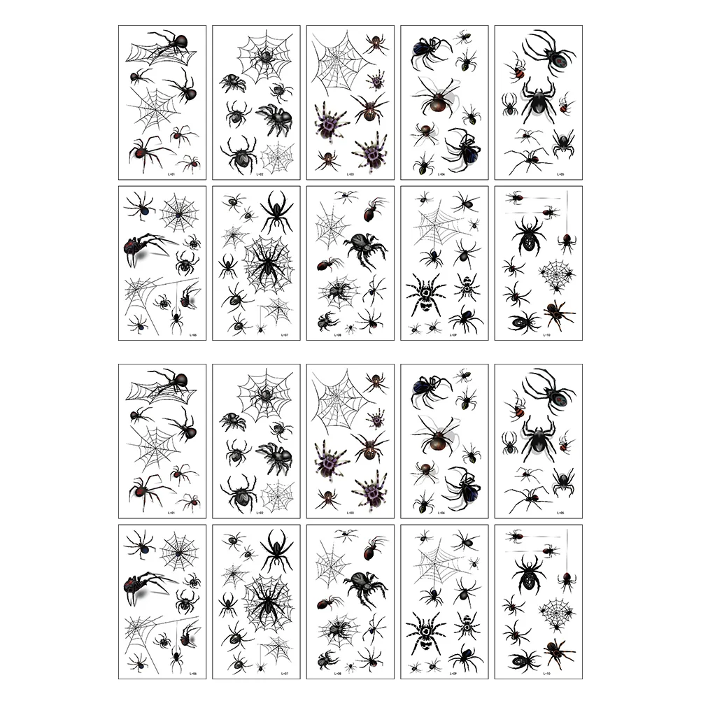 

20 Sheets Tattoos Decoration Cosplay Temporary Face Spider Tattoos Spiderweb Tattoos Tattoos Stickers for