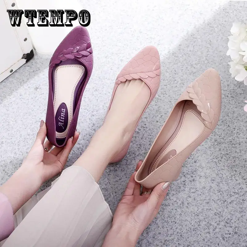 

Rain Boots Women's Shallow Mouth Low-top Rain Shoes Wedges Waterproof Shoes Ladies Single Shoes Sandals Rubber Shoes