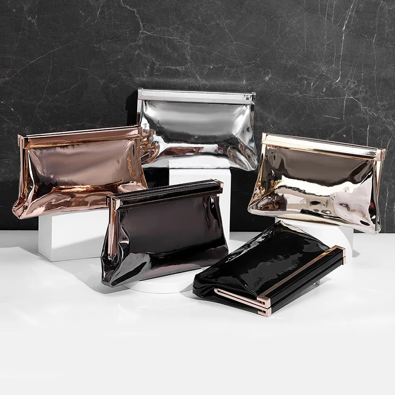 

Fashion Laser Party Handbag Solid Color Patent Leather Bag Metal Evening Purse For Women New Arrivals Clutch Bags XA38H