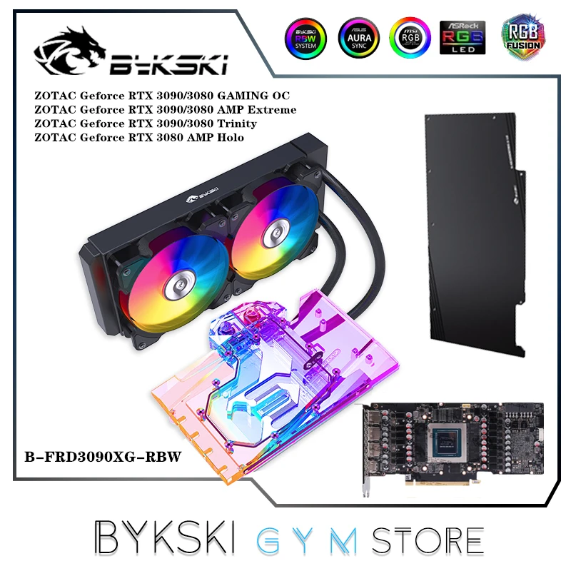 

Комплект охлаждения Bykski GPU AIO RGB для игровой видеокарты ZOTAC RTX3090, охладитель VGA liквилд 5 в с синхронизацией ARGB