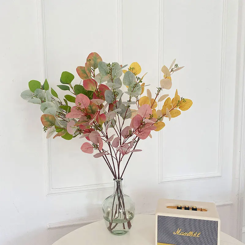 

84cm Artificial 3D Printing Single Apple Leaves Plants Wedding Simulation Garden Decoration Home Dec Living Room Decoration