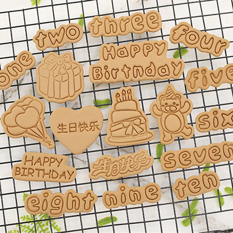 Тисненая форма на день рождения для мастики сахара рельефный резак цифры конфеты