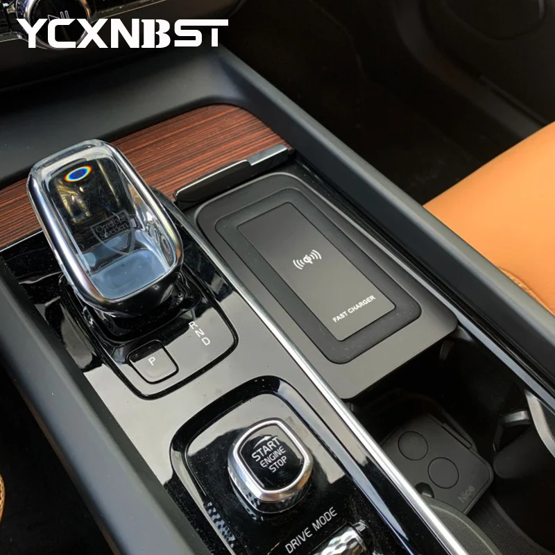 Автомобильное беспроводное зарядное устройство для телефона, быстрое зарядное устройство QI, держатель для телефона для Volvo XC90 S90 V90 XC60 C60 V60 C60 2019-2021, аксессуары