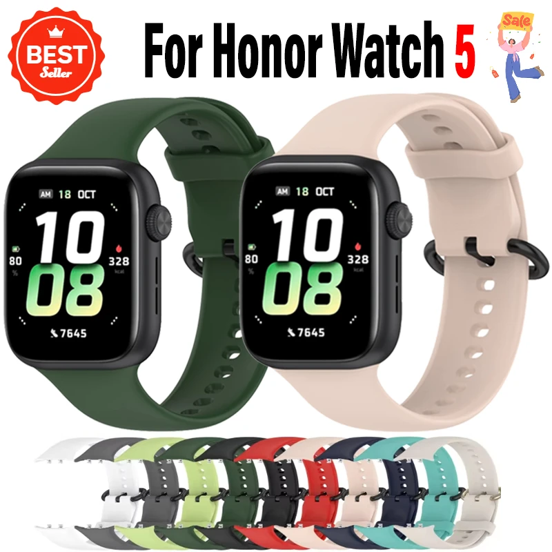 Фото Официальный силиконовый ремешок для Honor Watch 5, спортивный удобный дышащий браслет, ремешок для Honor Watch 5, аксессуары Correa №1