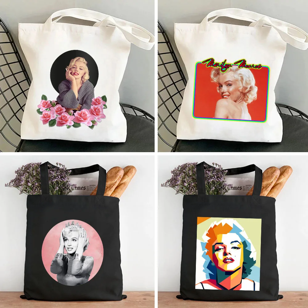 

Pop Art Andy Warhol Marilyn Monroe Portrait Watercolor Women's Girl Canvas Shoulder Cotton Tote Bag Shopper Eco Shopping Handbag