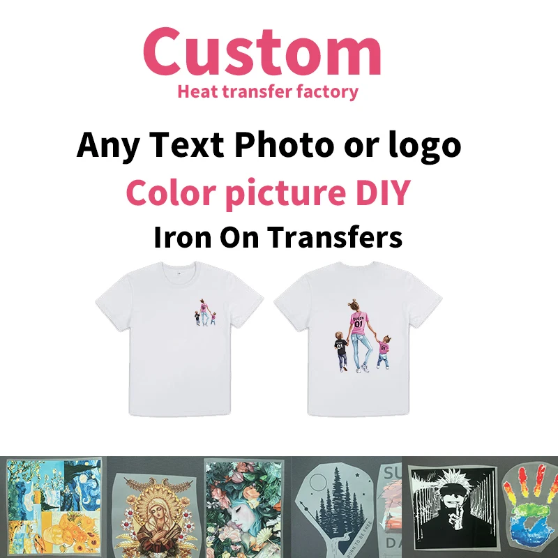 On Heat Transfer Stickers For Clothing Diy Washable T-shirts Thermal Patch Dtf Colorful Vinyl