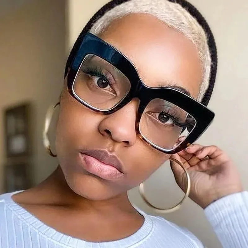 Большие квадратные очки искусственные кошачий глаз с защитой от синего света