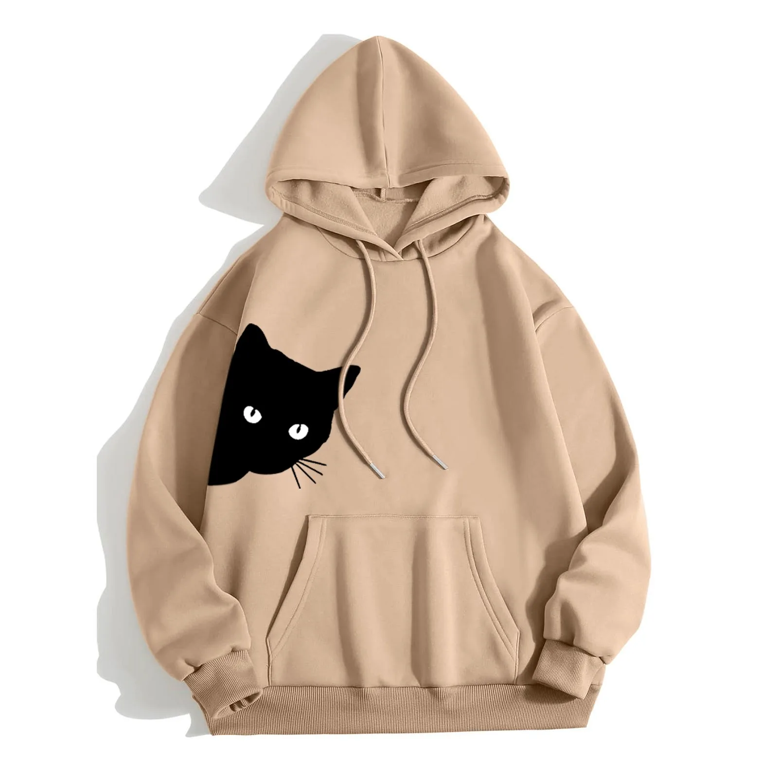 

Ladies Women Hooded Print Round Neck Long Sleeve Sweatshirt Tops Athletic Womens Hoodie Sweatshirts with Hoodies Women