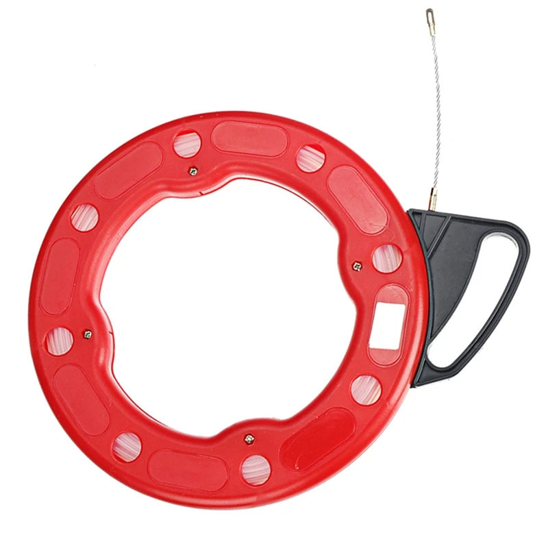 

4MM Fish Tape Reel Puller Fiberglass Nylon Conduit Ducting Rodder Pulling Wire Cable Fishing Tool 15M