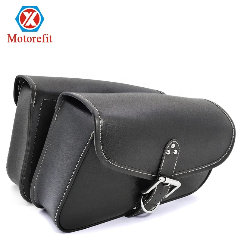 

Black Motorcycle Saddle Bags PU Leather Left Right Side Motorbike Side Tool Bag Luggage For Harley Sportster