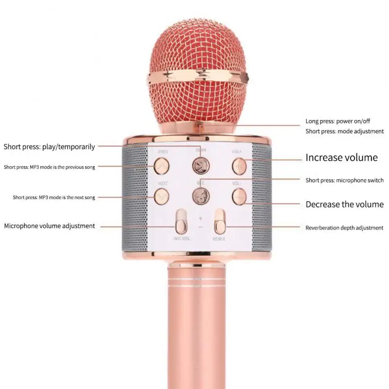 Портативный караоке-микрофон WS858 Bluetooth-совместимый ручной микрофон