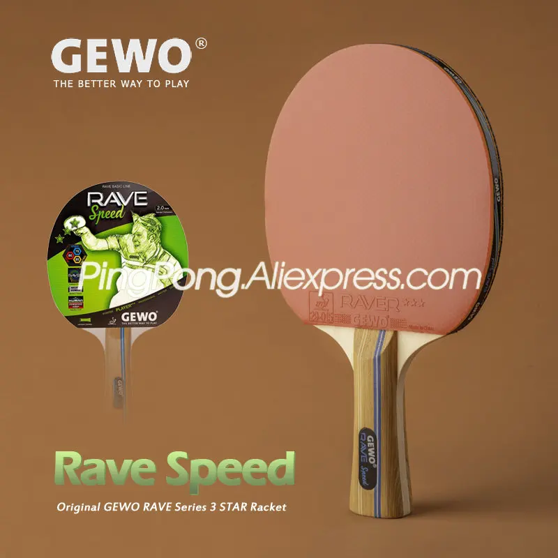 מקורי GEWO רווה מהירות 3 כוכבים טניס שולחן מחבט מראש התאסף פינג פונג בת