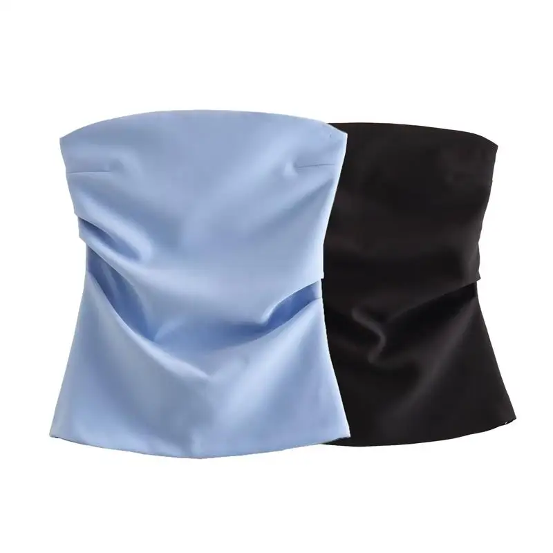 

Женские топы, новинка 2023, модный топ-труба, облегающие шикарные топы с рюшами, летний элегантный Джокер, искусственная кожа, уличный праздни...