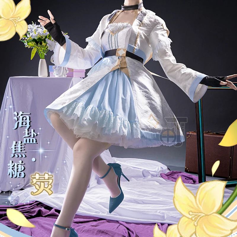 

Anime Game Genshin Impact Traveler Lumine Sweet Lovely Dress Party Daily Uniform Cosplay Costume Halloween Carnival 2022 New