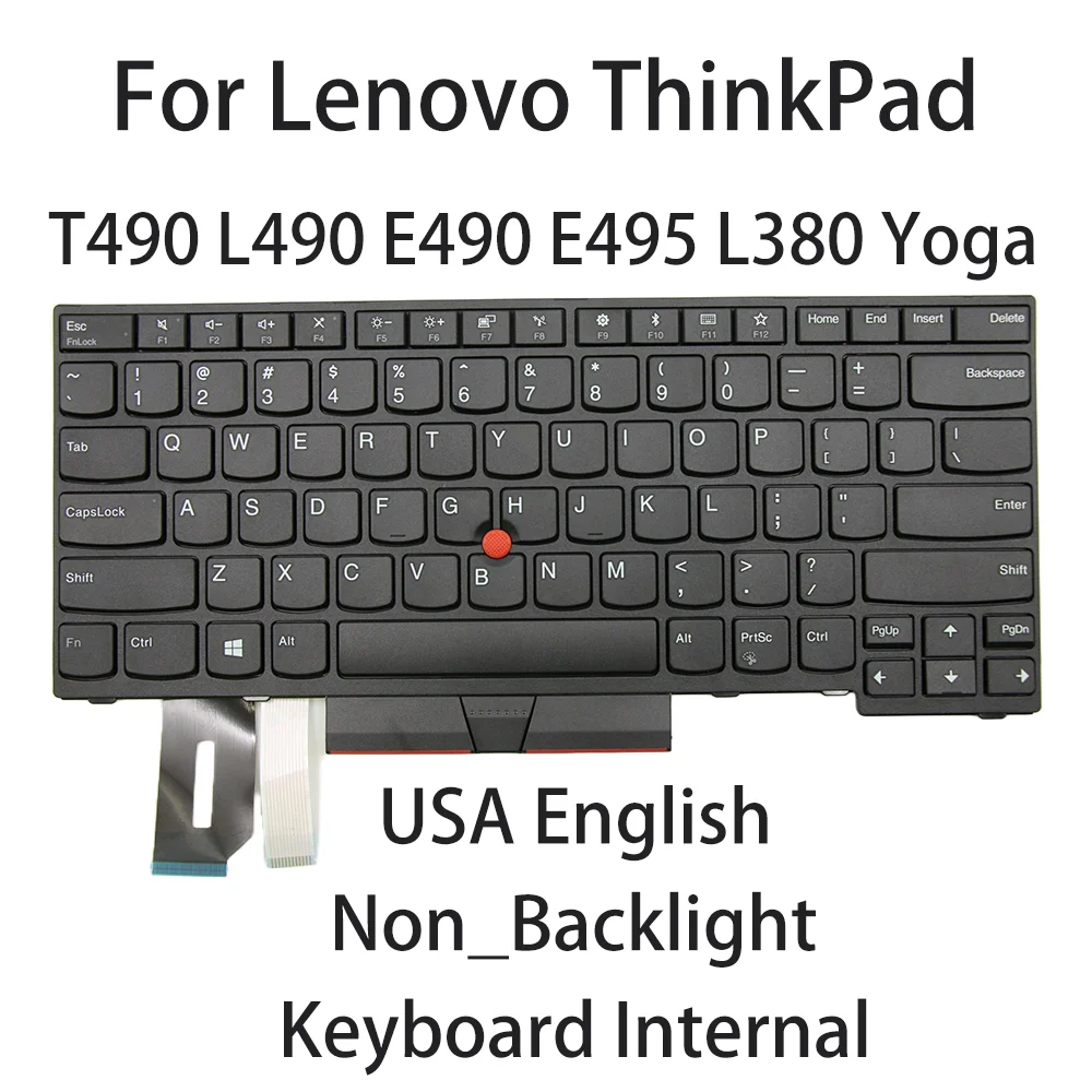 Новая черная клавиатура для Lenovo ThinkPad L380 Yoga T490 L490 E490 E495 с английской подсветкой