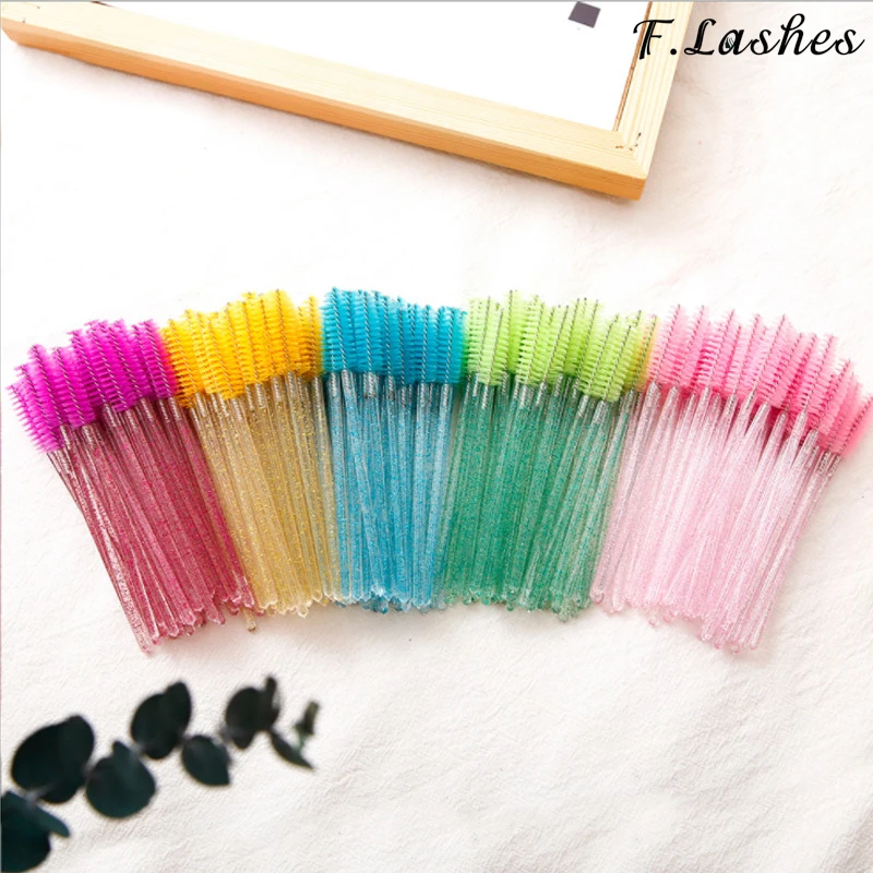 

50 шт. одноразовые кисти для макияжа, кисть для бровей с кристаллами и бриллиантовой ручкой, палочки для туши для ресниц, инструмент для макия...