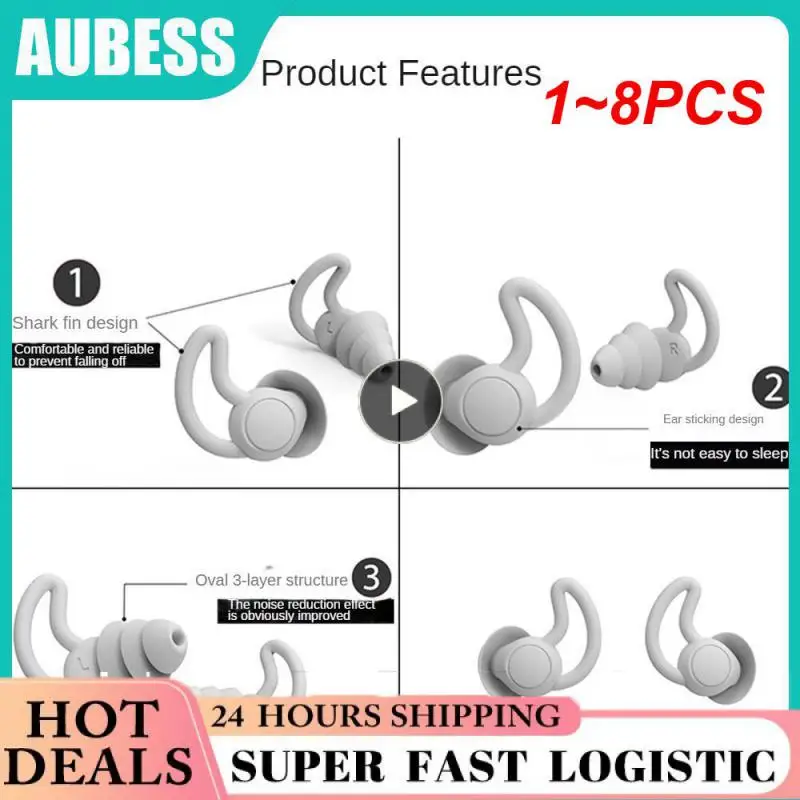 

1~8PCS Soundproof Earplugs For Sleeping Soft Silicone Ear Muffs Noise Protection Travel Reusable Protection Sound Blocking ear