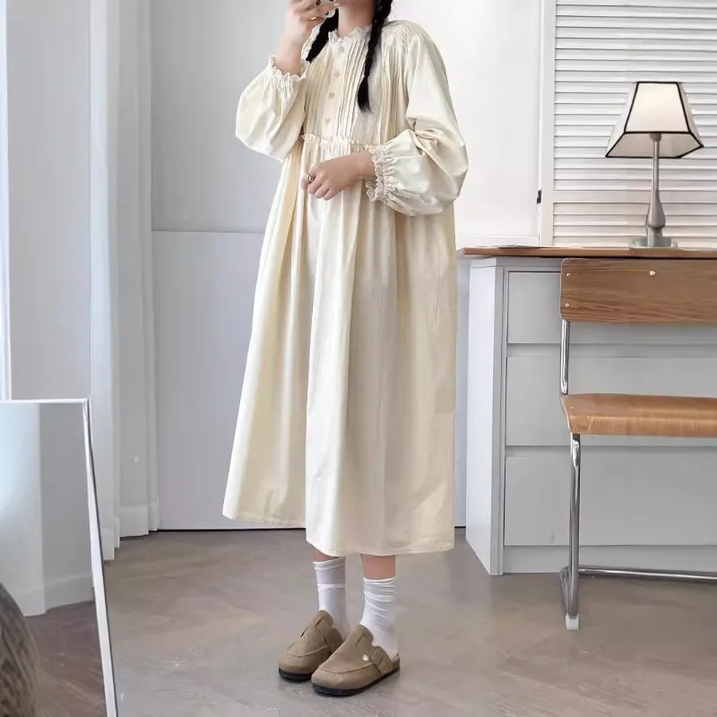 Милое винтажное хлопковое плиссированное платье в японском стиле девушки Мори с