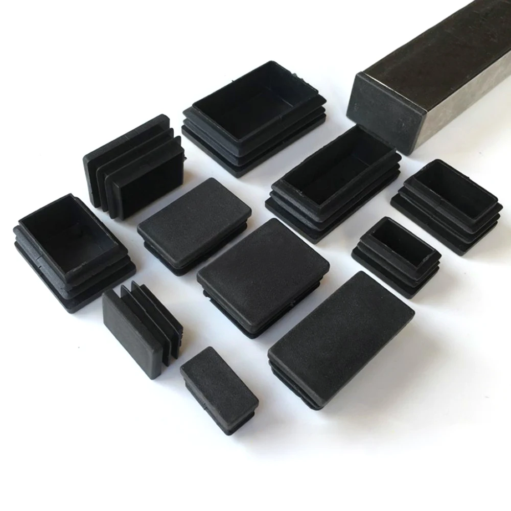 1-2-4-5-10pcs-rectangle-plastic-black-blanking-end-cap-caps-steel-tube-pipe-inserts-plugs-bung-10x20mm-150x200mm-various-size