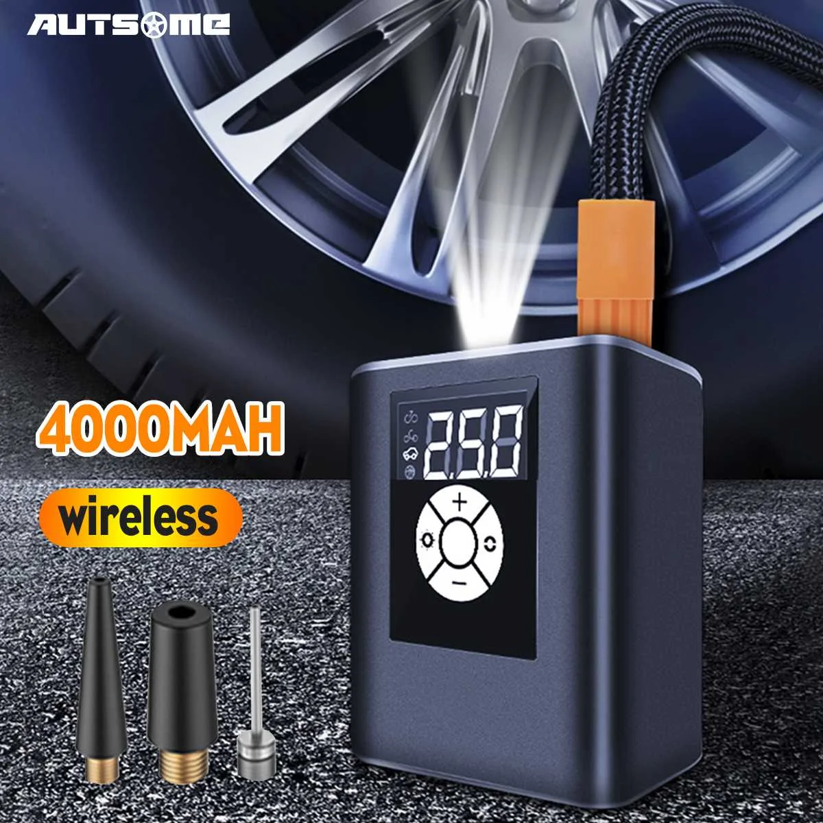 

150PSI 4000mAh Wireless Car Compressor Car Tyre Inflator Portable Air Compressor Air Pump for Car Electric Motorcycle Bicycle