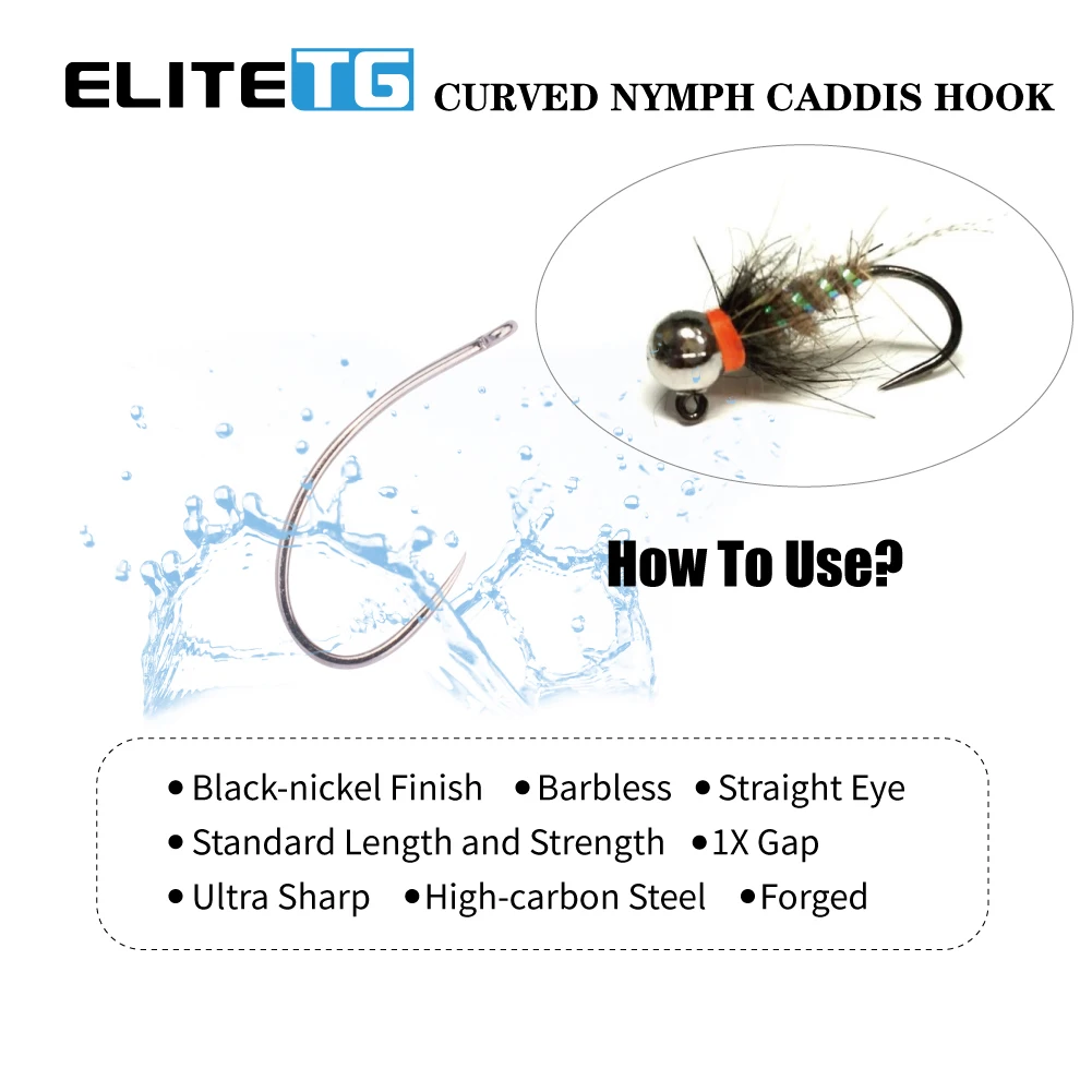Elite TG 100pcs Fly Tying Hooks Coating High Carbon Dry Streamer Wet Caddis Fly Hooks Japan Fishhooks Trout Fly Tying enlarge