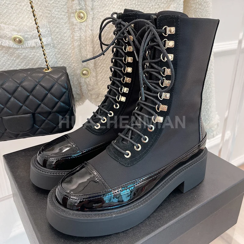 

Женские ботинки с перекрестной шнуровкой, удобные универсальные короткие ботинки на толстой подошве с круглым носком, весна-осень 2023