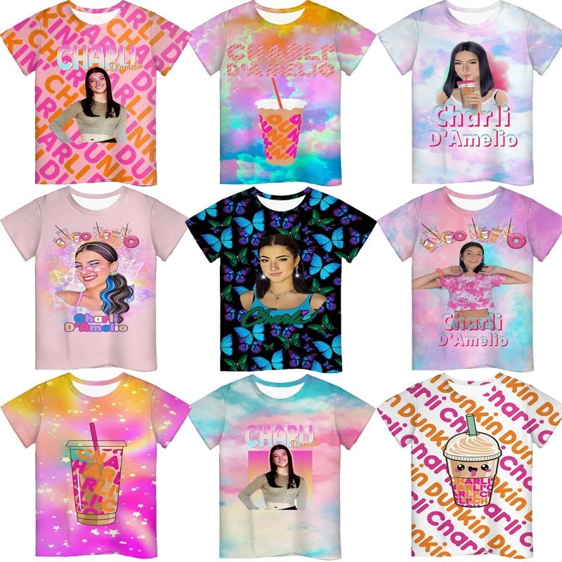 

Boys Girls Charli Damelio 3D Print Tshirts for Kids Summer T-shirts Children Short Sleeves T Shirts Kawaii Toddler Tee Tops
