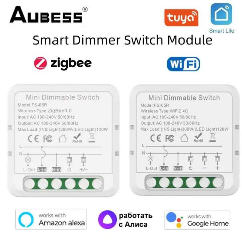 

Tuya ZigBee WiFi Smart Dimmer Switch Module Breaker Smart Life Remote Control Works with Alexa Alice Google Home Need Neutral
