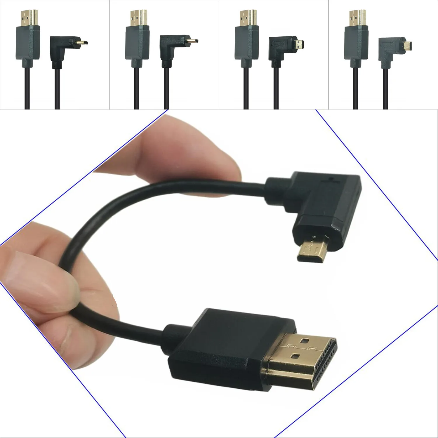 Кабель 15 см HDTV Micro D Ttpe 4K 60 Гц вверх вниз левый правый угол 90 градусов Тип A на D кабель для цифровых камер планшетов