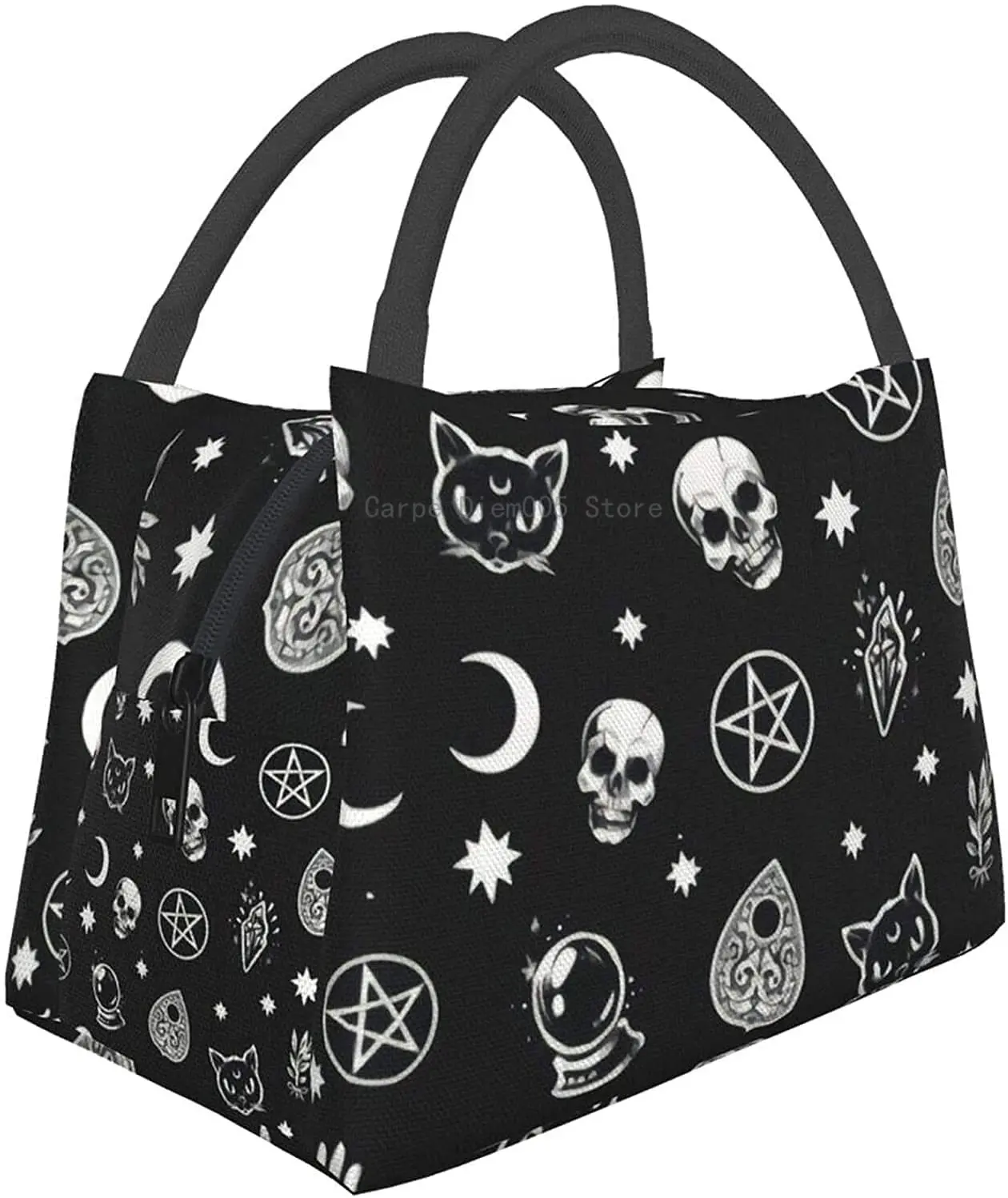 Cat Moon Gothic Pattern Durable Insulated Lunch Bags Portable Thermal Cooler Bag Waterproof Lunch Tote Meal Prep
