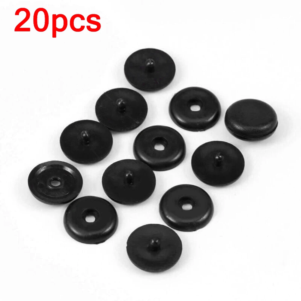 

Black Button clip Buckle Fit Stopper Kit Plastic 1.5x1.5x0.2cm 20 Pairs
