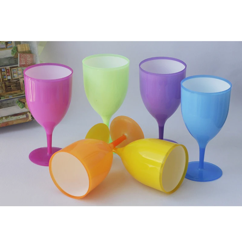 

6 Pcs/Set Glossy Plastic Wine Glasses Cocktail Champagne Goblet Colorful Goblet Set Picnic Bar Party Drinking Glass