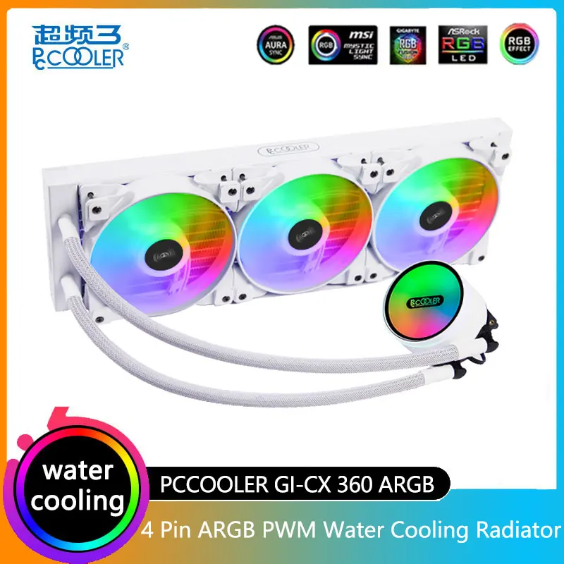 

PCCOOLER Lingjing GI-CX360 ARGB CPU Water Cooling Radiator Supports sTRX4/1700/2066/5VRGB motherboard synchronization
