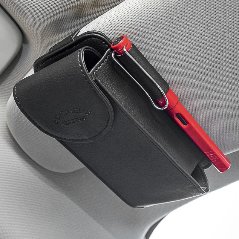 

Car Sun Visor Sunglasses Storage Box Pen Holder PU Leather Glasses Case Car Interior Accessories