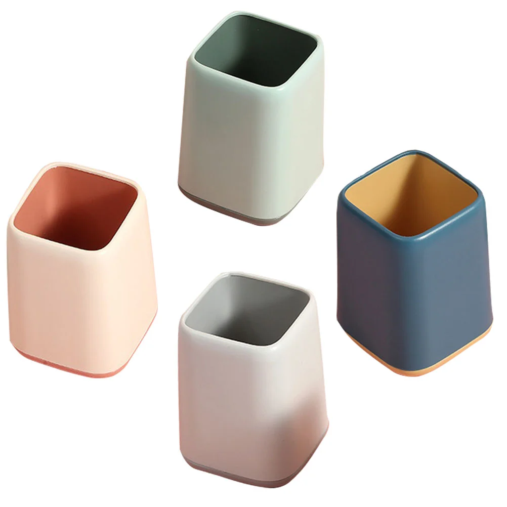 

4 Pcs Two-color Splicing Storage Box Desktop Container Creative Pen Bucket